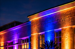 Architectural facade wash and custom gobo spotlighting